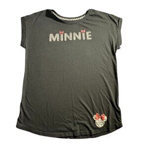 DISNEY PARKS Women's Black "Minnie" Embroidered T-shirt